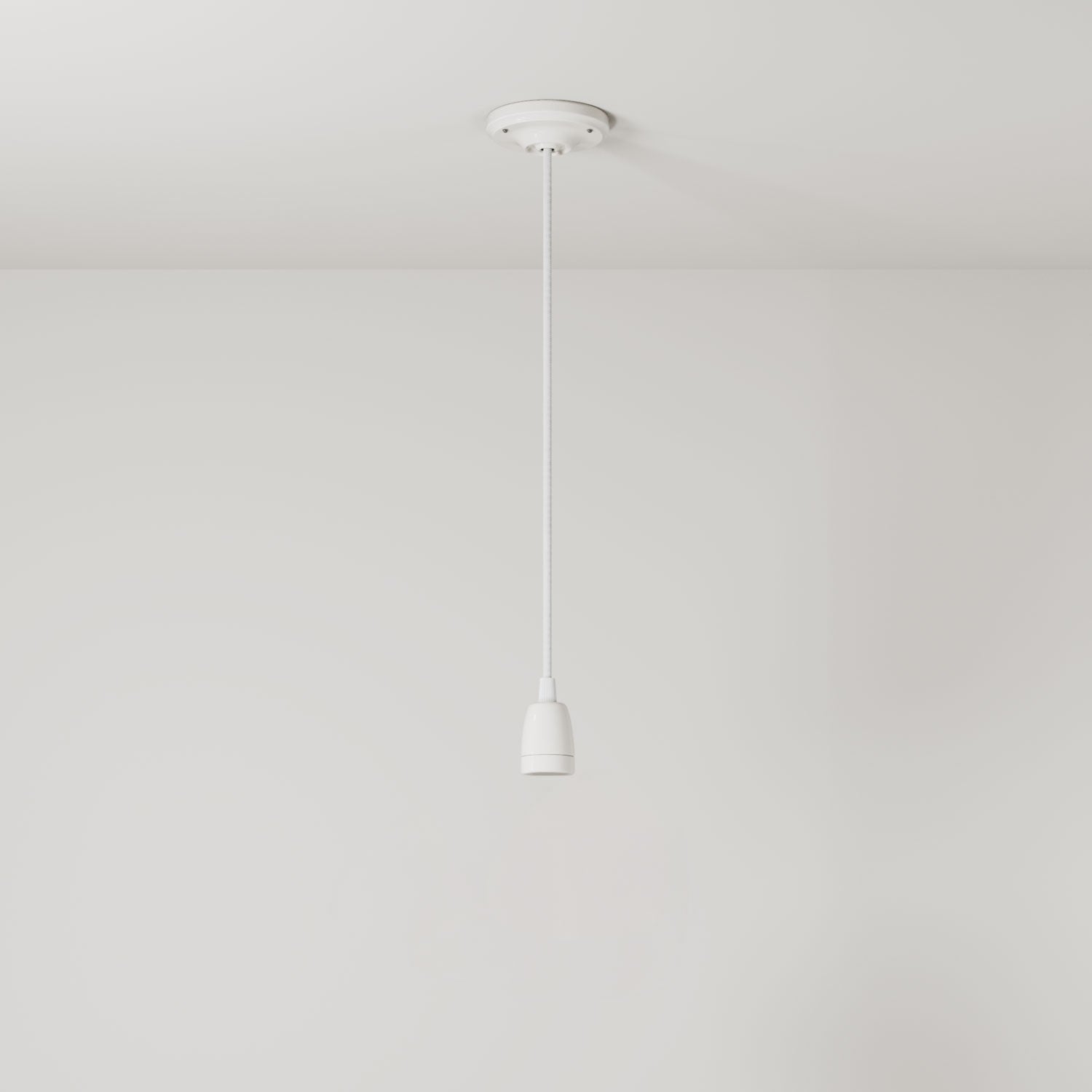 Závěsná lampa s textilním kabelem 120 cm a porcelánovými detaily E27, stmívatelná