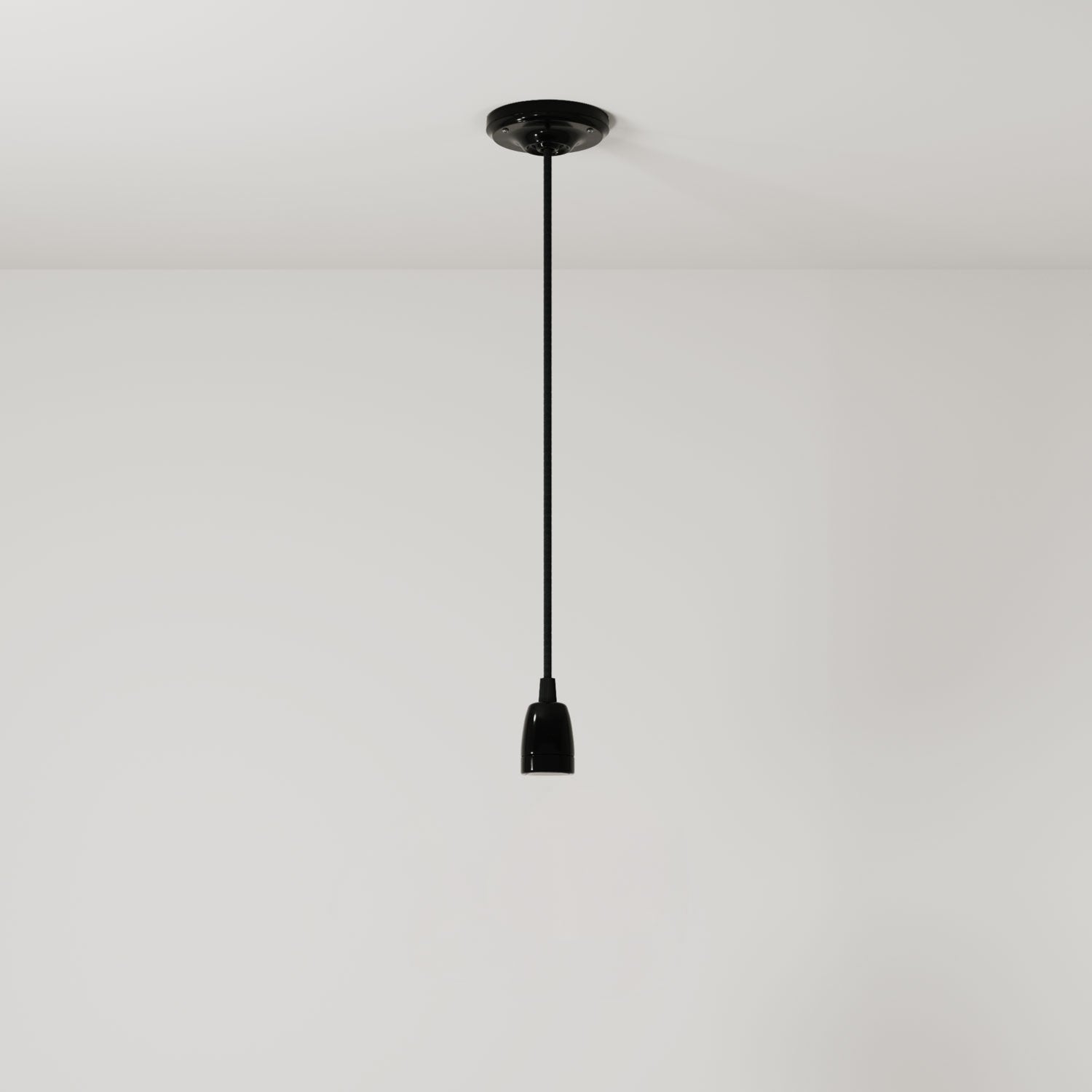 Závěsná lampa s textilním kabelem 120 cm a porcelánovými detaily E27, stmívatelná