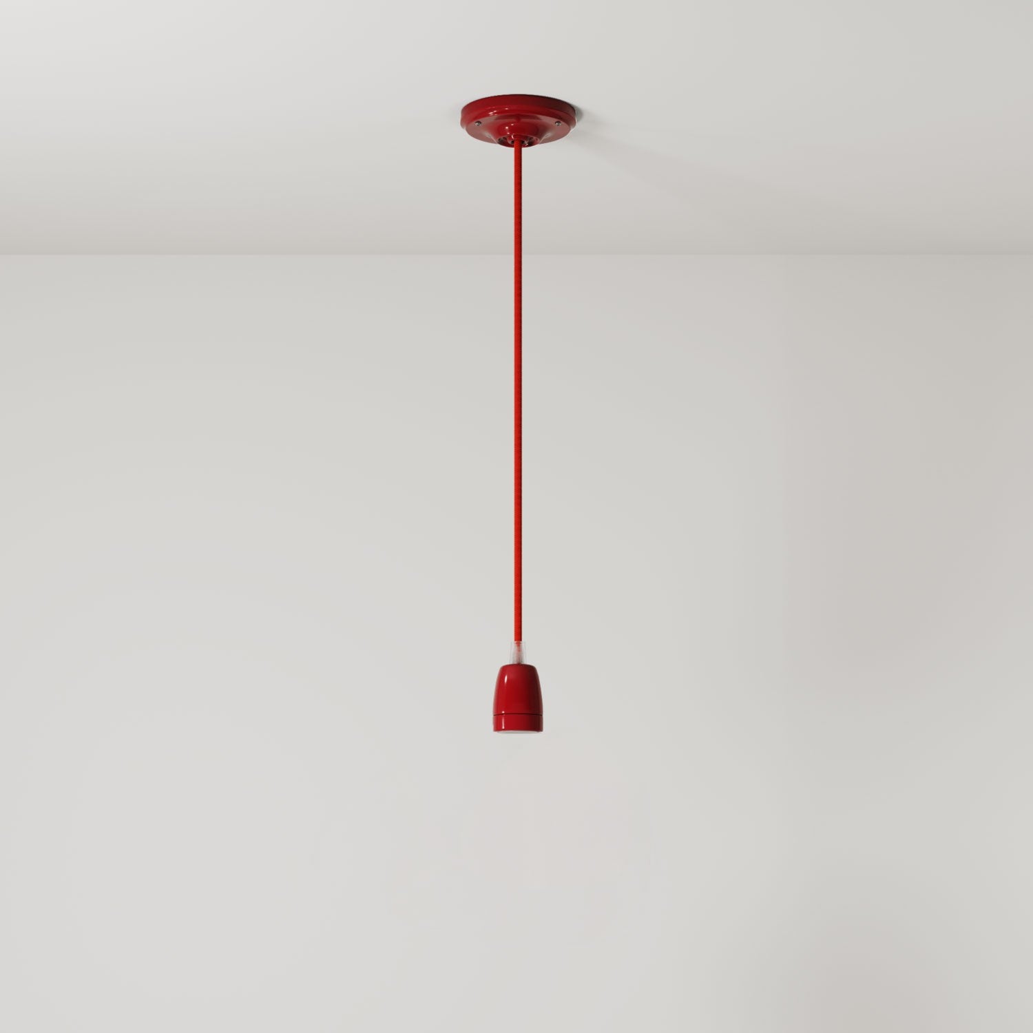 Závěsná lampa s textilním kabelem 120 cm a porcelánovými detaily E27, stmívatelná