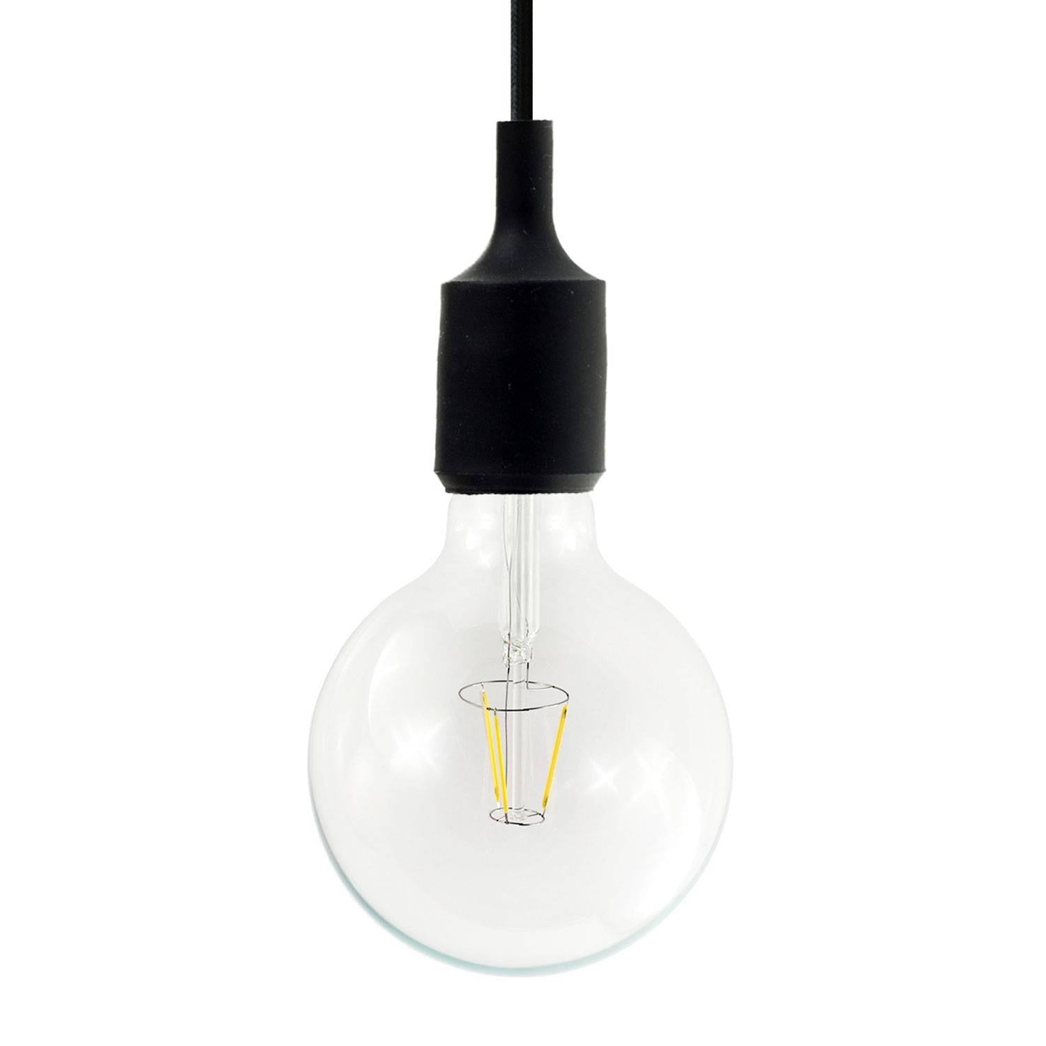 Závěsná lampa s textilním kabelem 120 cm a silikonovými komponenty E27, 4W, 470 Lm