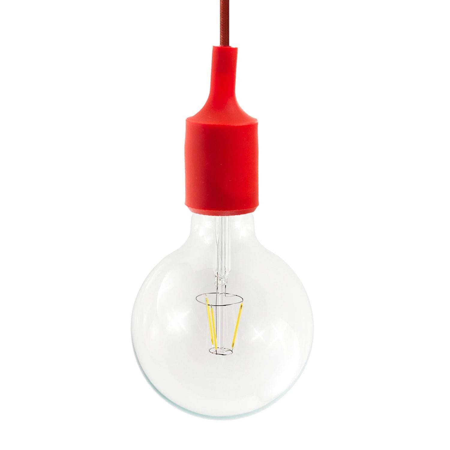 Závěsná lampa s textilním kabelem 120 cm a silikonovými komponenty E27, 4W, 470 Lm
