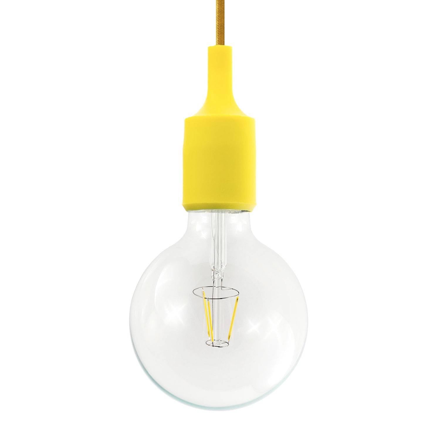 Závěsná lampa s textilním kabelem 120 cm a silikonovými komponenty E27, 4W, 470 Lm