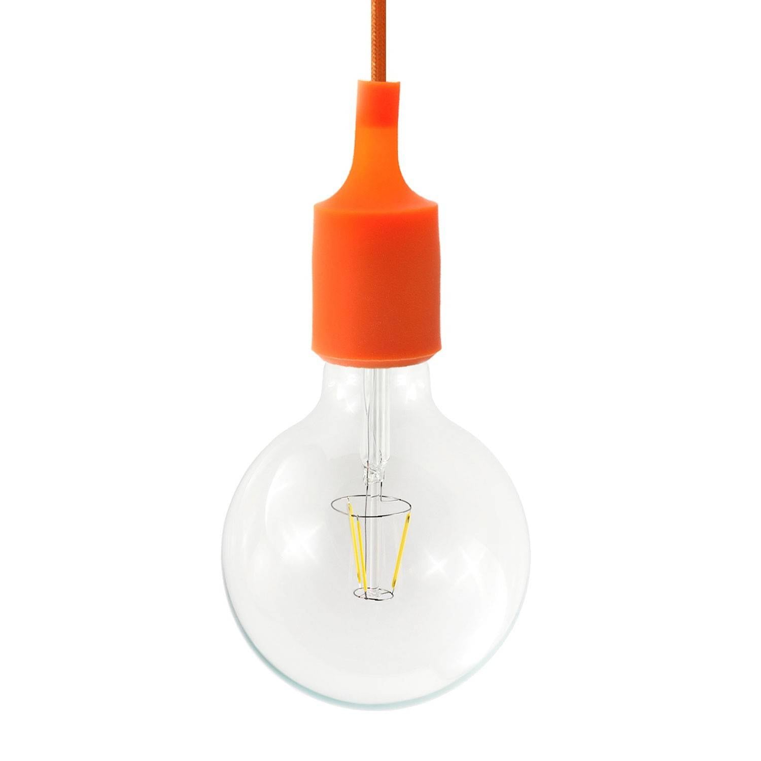 Závěsná lampa s textilním kabelem 120 cm a silikonovými komponenty E27, 4W, 470 Lm