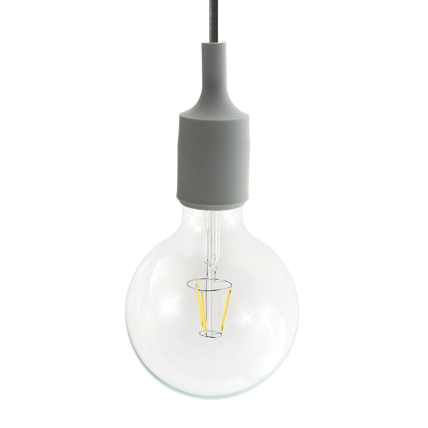 Závěsná lampa s textilním kabelem 120 cm a silikonovými komponenty E27, 4W, 470 Lm