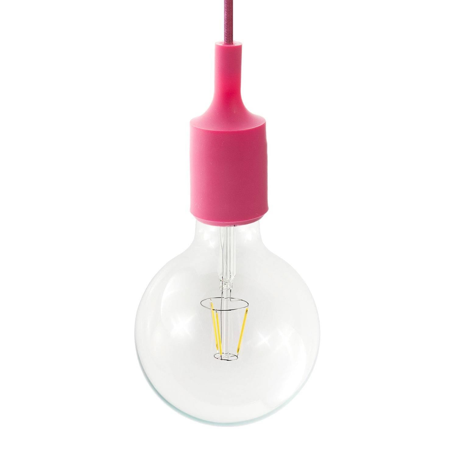 Závěsná lampa s textilním kabelem 120 cm a silikonovými komponenty E27, 4W, 470 Lm