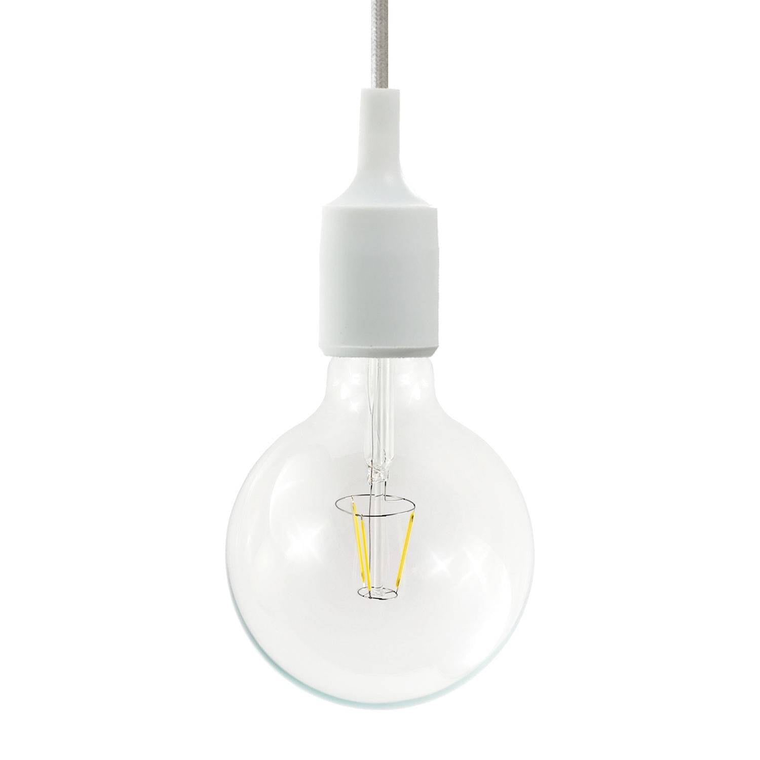 Závěsná lampa s textilním kabelem 120 cm a silikonovými komponenty E27, 4W, 470 Lm