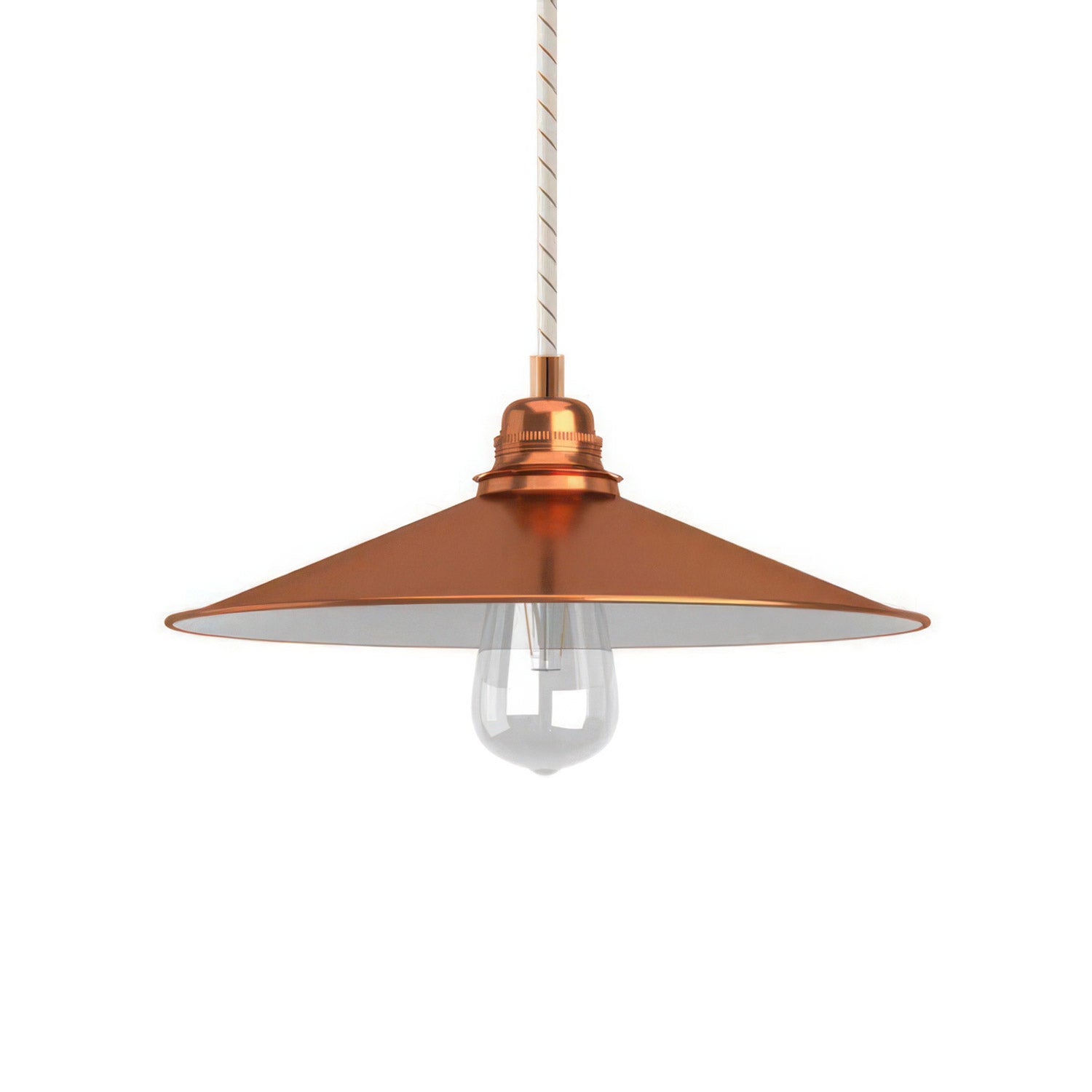 Závěsná lampa Swing s textilním kabelem a smaltovaným stínidlem Ø 300 mm, 7W LED