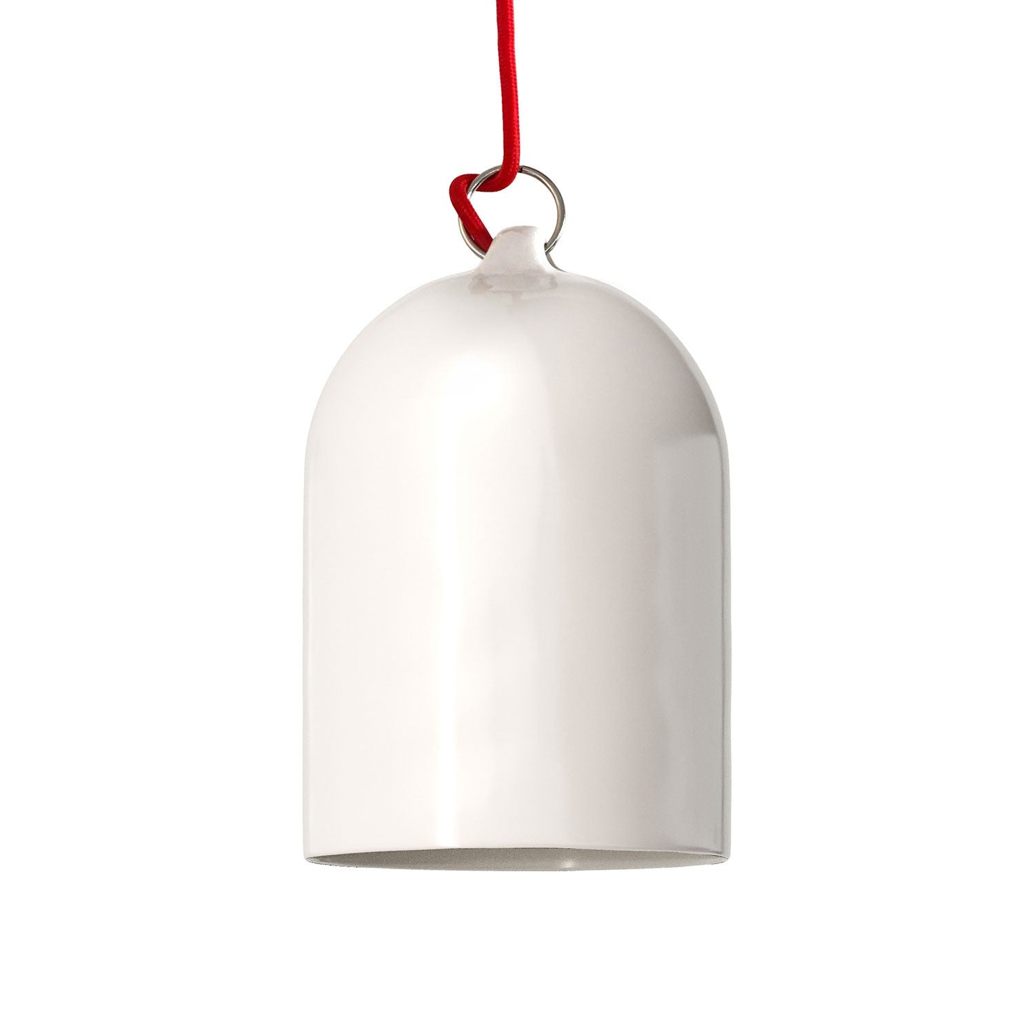 Závěsná lampa Mini Zvon XS s keramickým stínidlem a 120 cm textilním kabelem