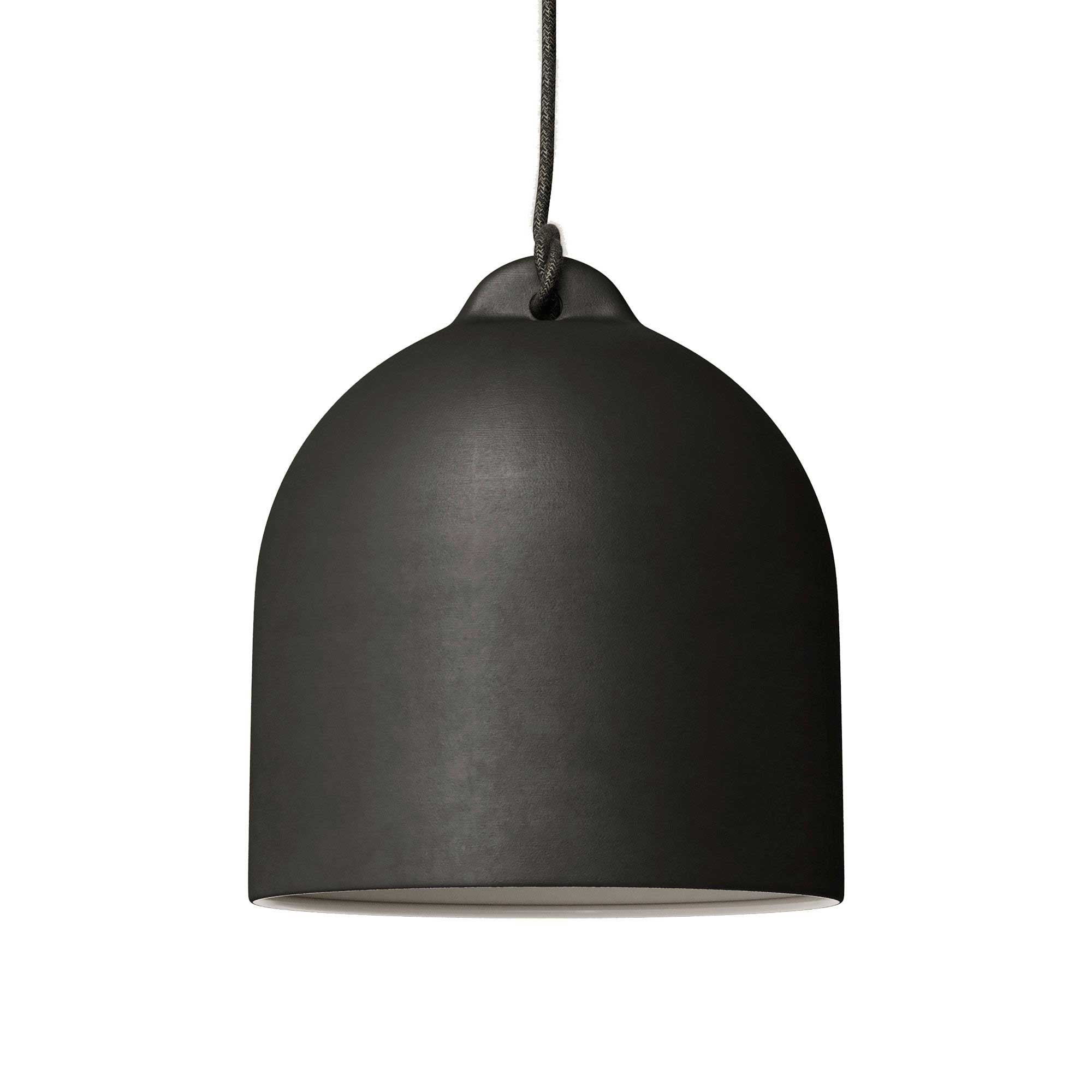 Závěsná lampa Zvon M s keramickým stínidlem ø 250 mm, 120 cm textilní kabel