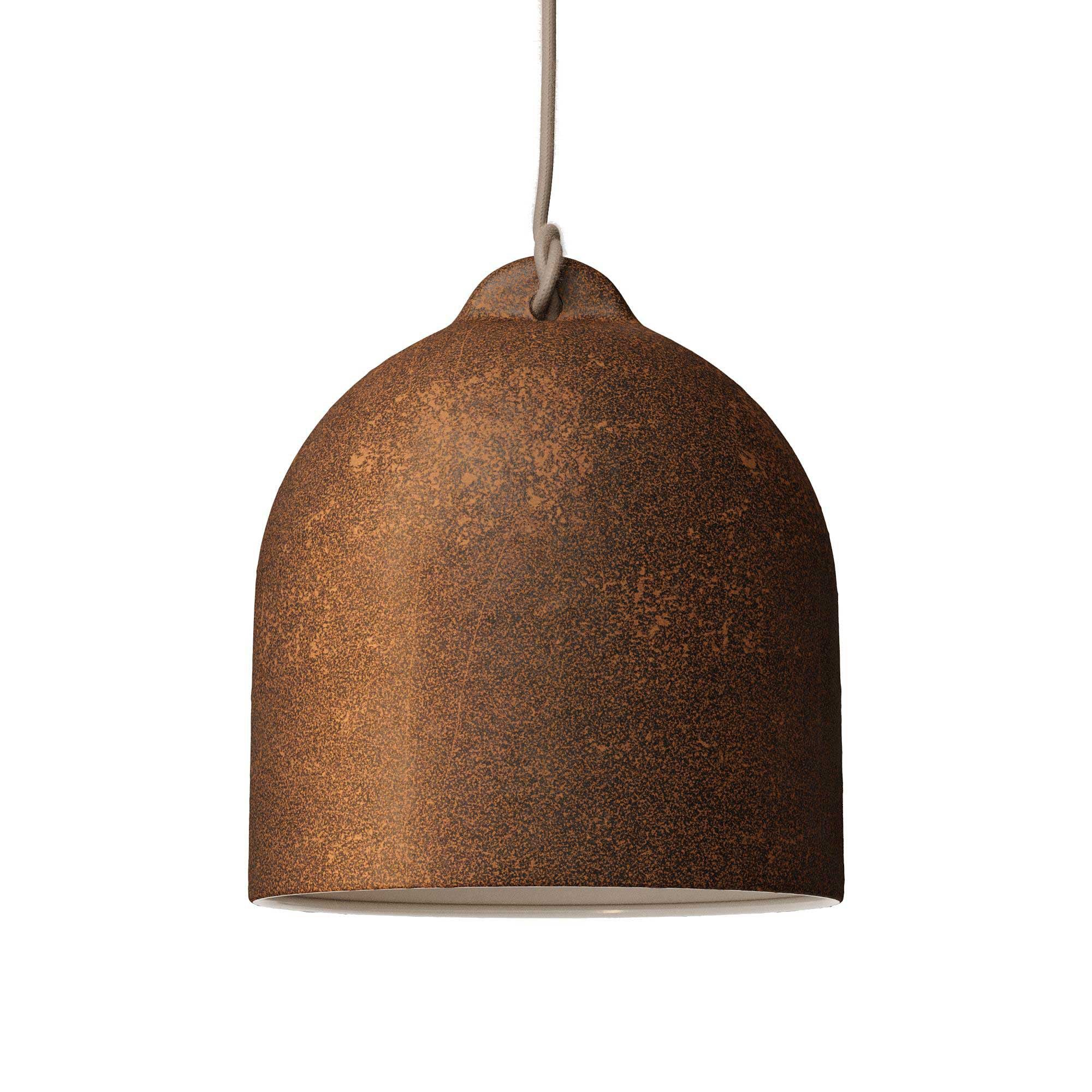 Závěsná lampa Zvon M s keramickým stínidlem ø 250 mm, 120 cm textilní kabel