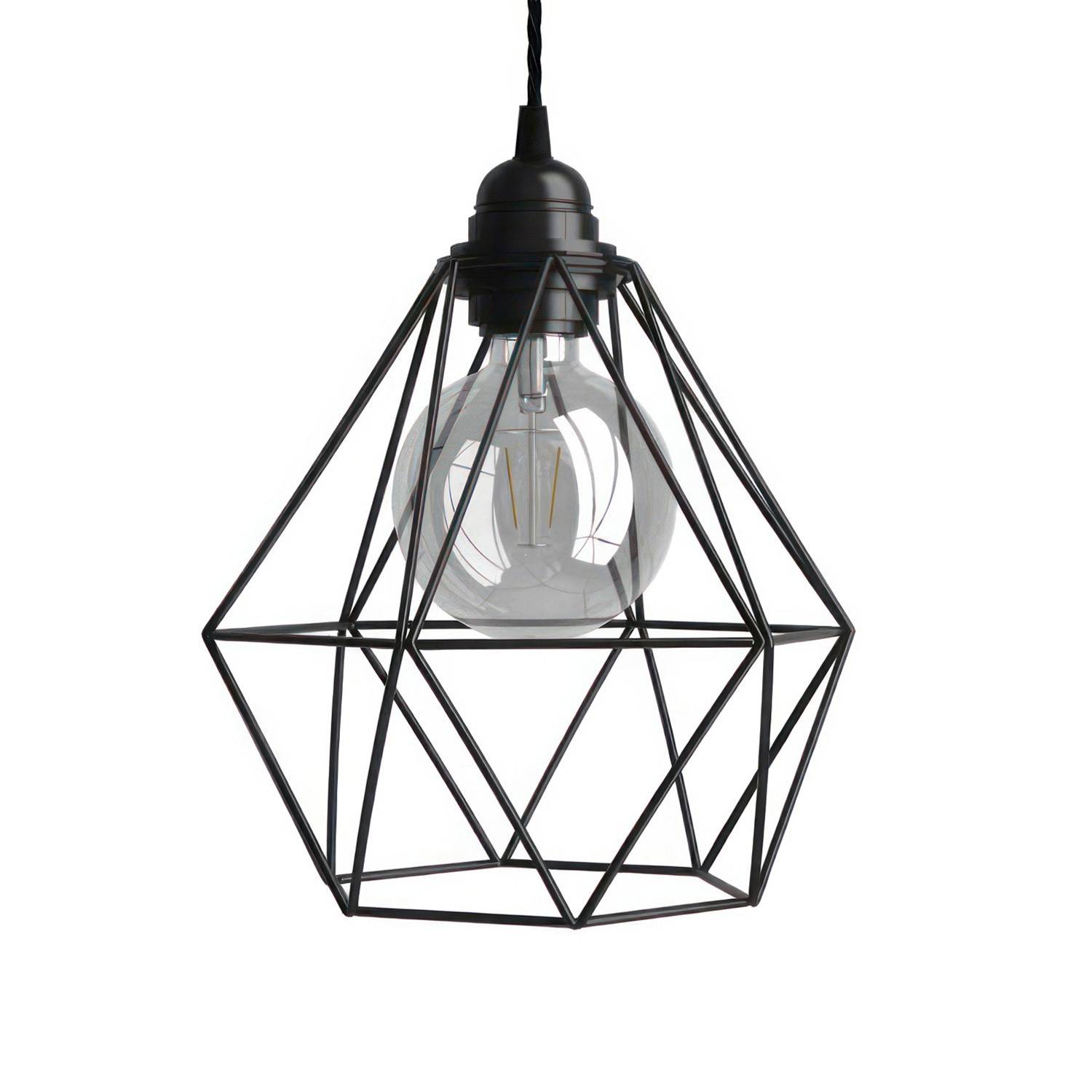 Závěsná lampa Diamant s textilním kabelem, 210 mm, 7W LED