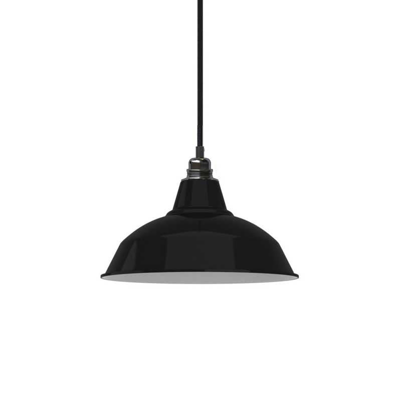 Závěsná lampa Bistrot s textilním kabelem a kovovými detaily, průměr 300 mm, výška 150 mm