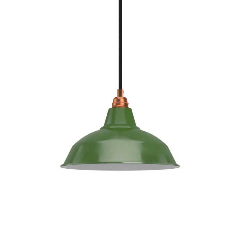 Závěsná lampa Bistrot s textilním kabelem a kovovými detaily, průměr 300 mm, výška 150 mm
