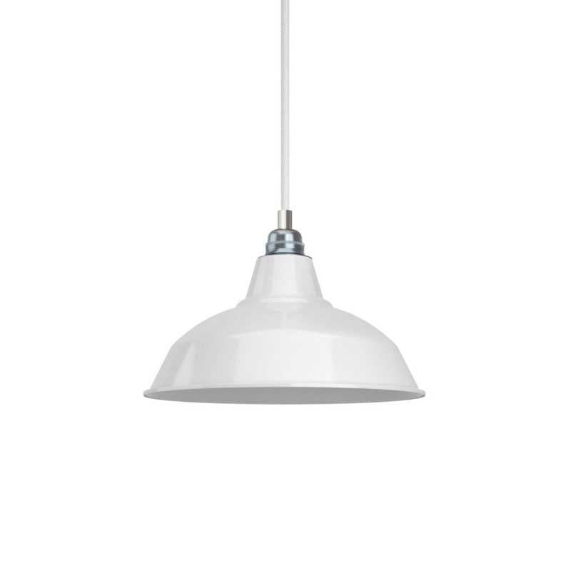 Závěsná lampa Bistrot s textilním kabelem a kovovými detaily, průměr 300 mm, výška 150 mm
