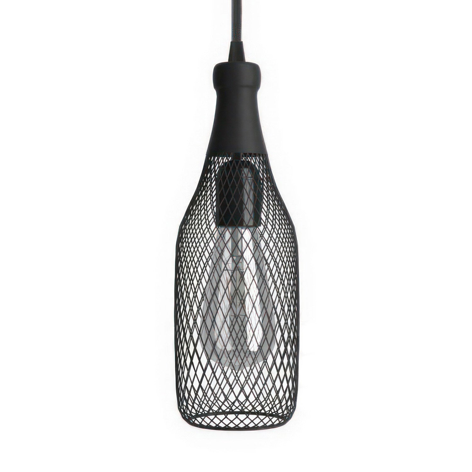 Závěsná lampa Magnum s textilním kabelem a kovovým stínidlem, výška 300 mm, stmívatelná E27 7W