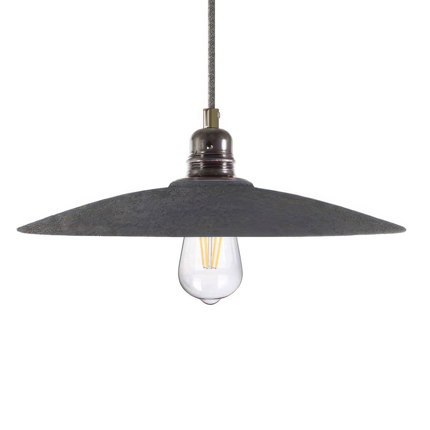 Závěsná lampa s keramickým stínidlem ø 310 mm a 120 cm textilním kabelem