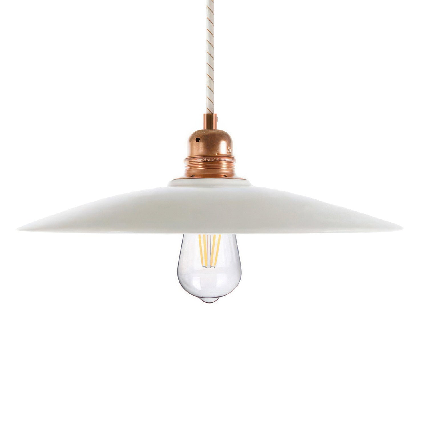 Závěsná lampa s keramickým stínidlem ø 310 mm a 120 cm textilním kabelem