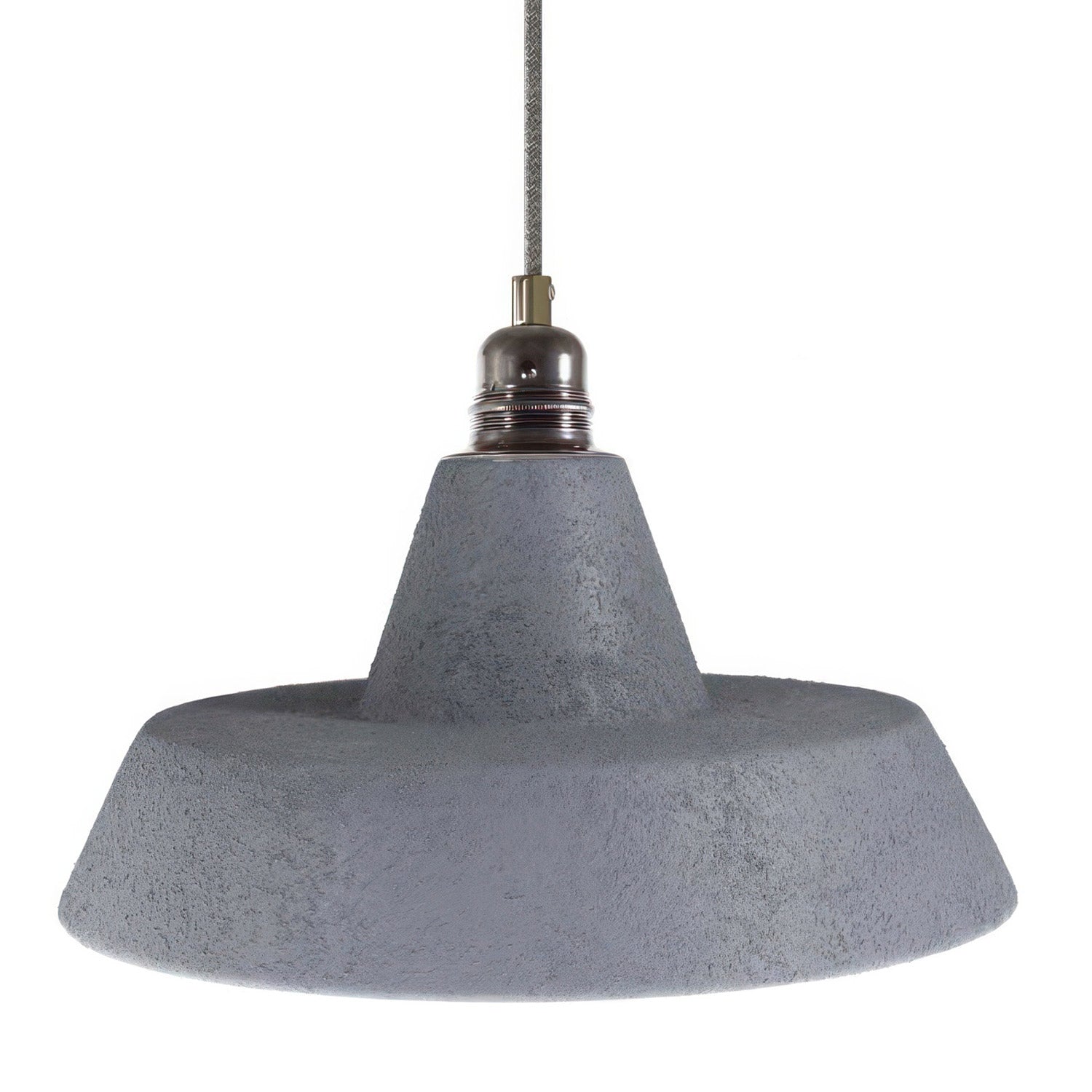 Industriální závěsná lampa s keramickým stínidlem ø 305 mm a 120 cm textilním kabelem