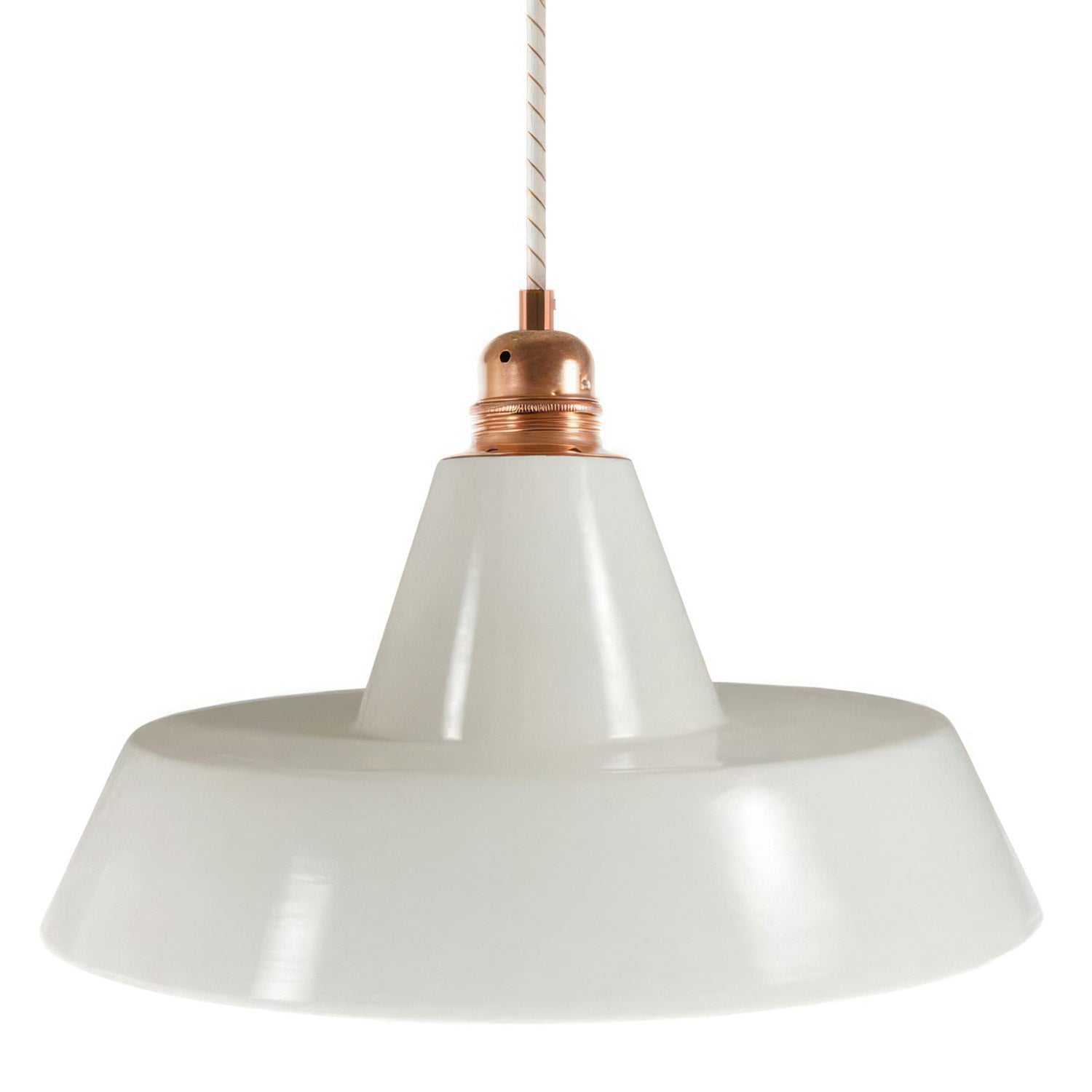 Industriální závěsná lampa s keramickým stínidlem ø 305 mm a 120 cm textilním kabelem