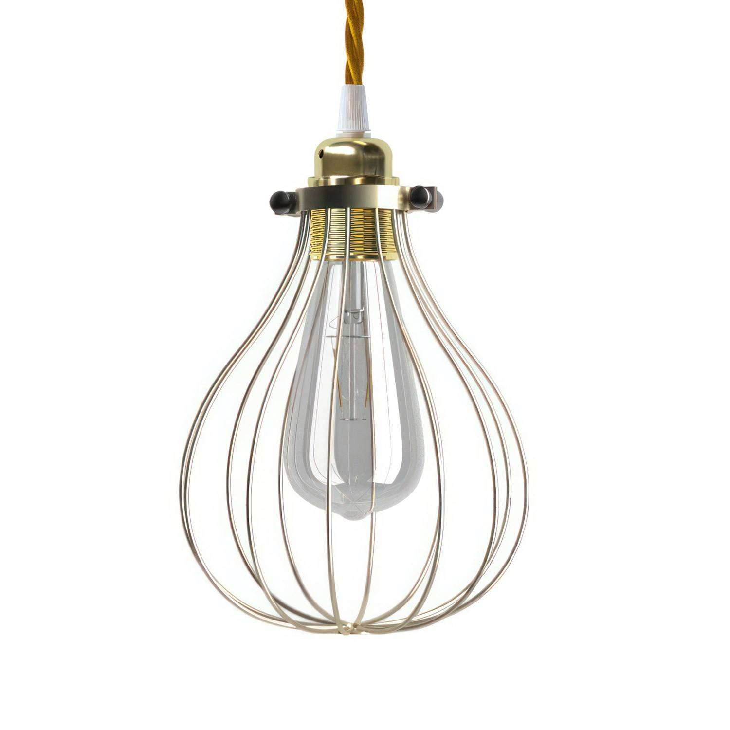 Závěsná lampa Kapka s textilním kabelem a stínidlem ø 150 mm, 7W LED