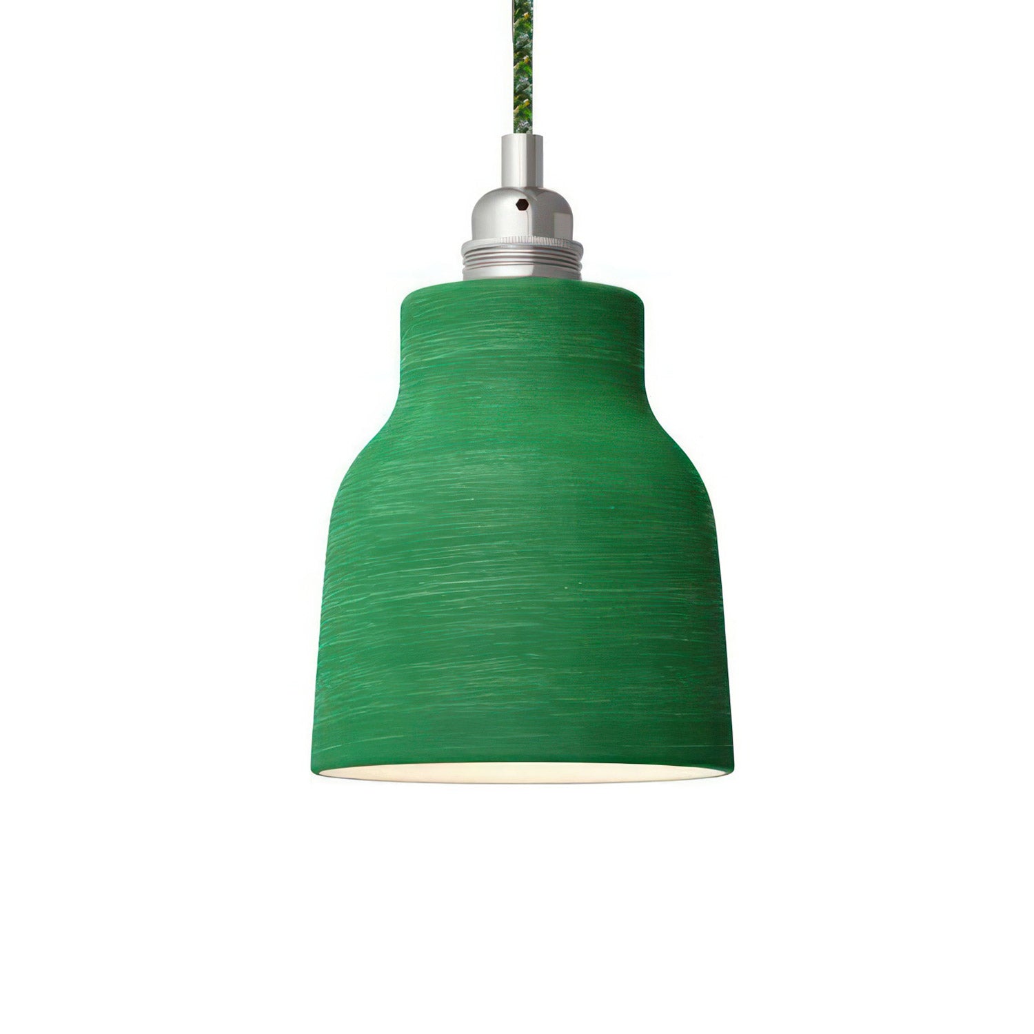 Závěsná lampa s keramickým stínidlem tvaru vázy, 120 cm textilní kabel, 7W LED žárovka