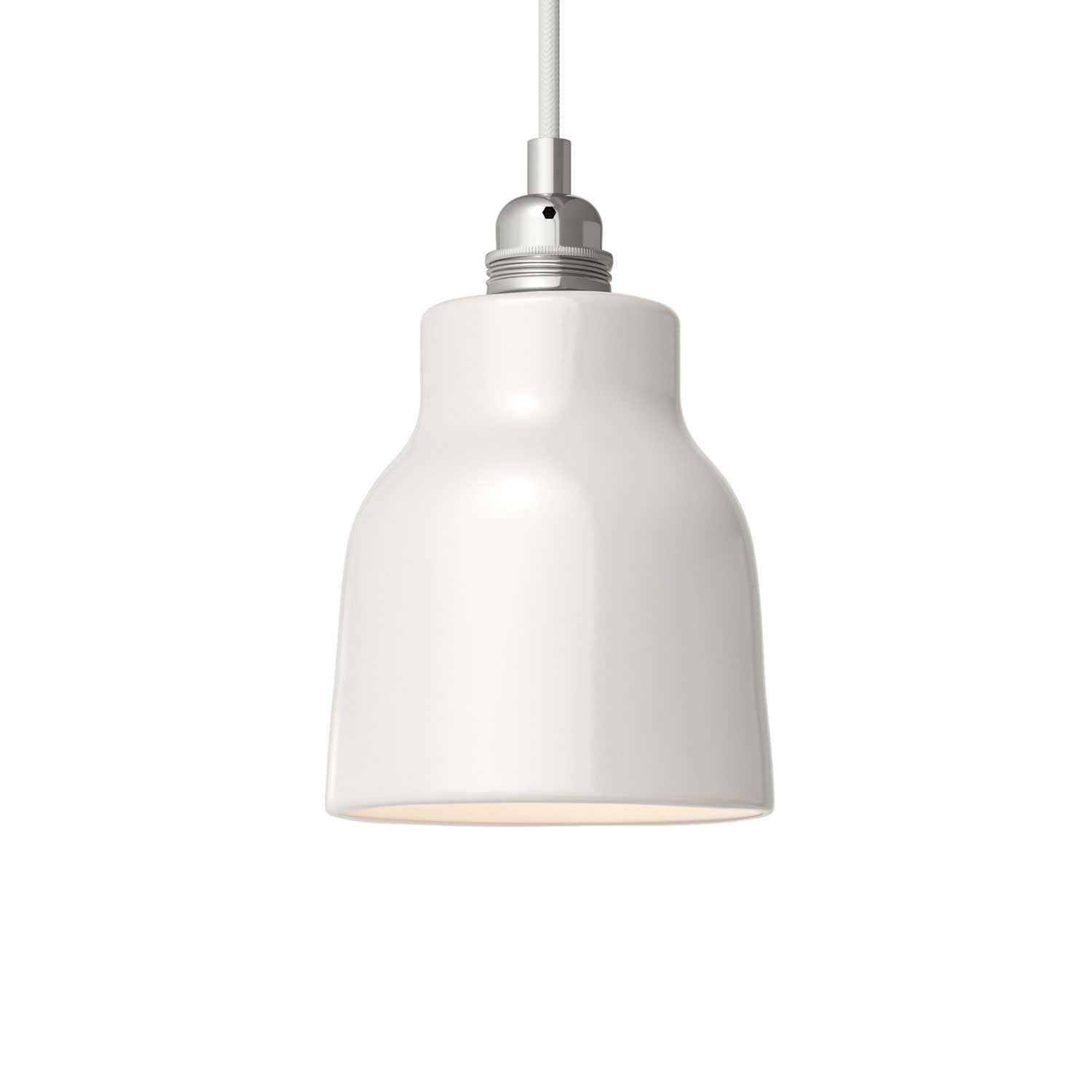 Závěsná lampa s keramickým stínidlem tvaru vázy, 120 cm textilní kabel, 7W LED žárovka