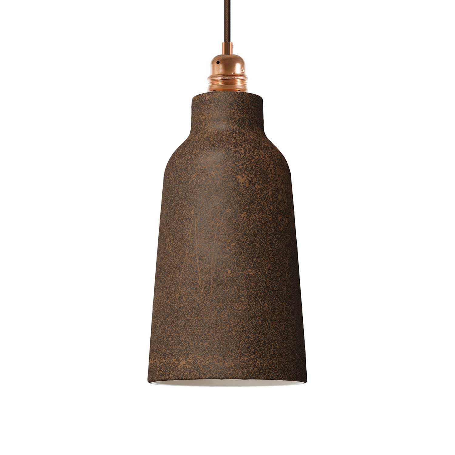 Závěsná lampa s keramickým stínidlem tvaru Lahve, 120 cm textilní kabel, stmívatelná E27 7W