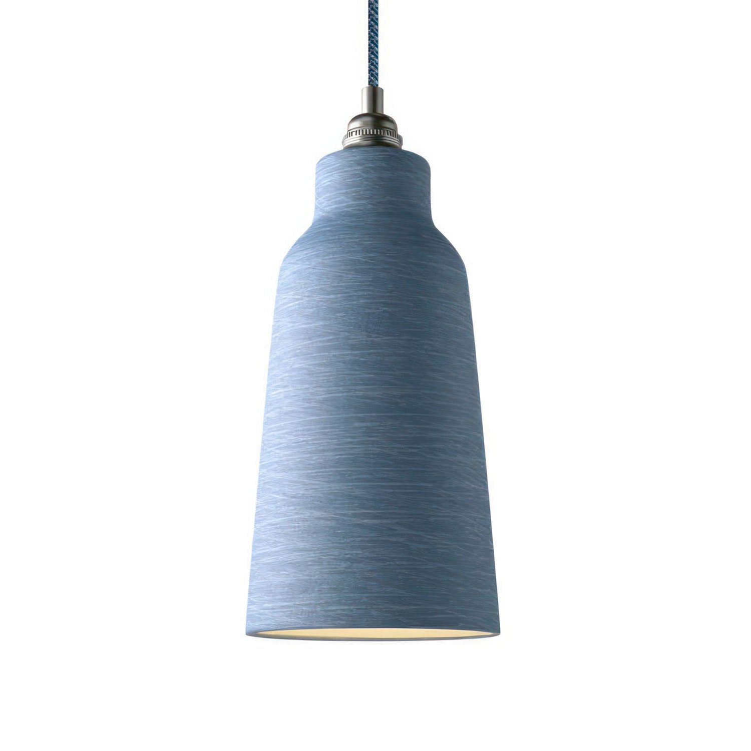 Závěsná lampa s keramickým stínidlem tvaru Lahve, 120 cm textilní kabel, stmívatelná E27 7W