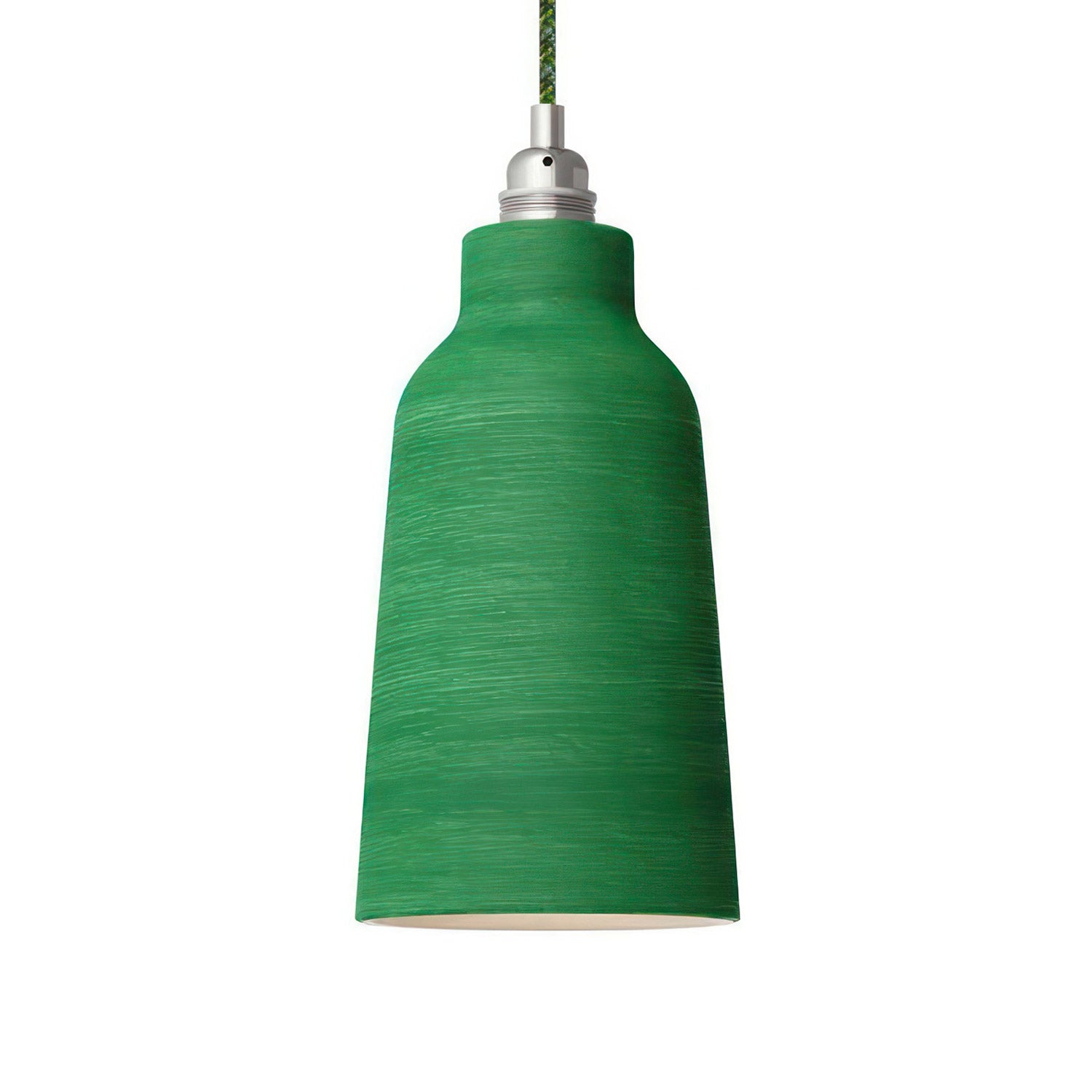 Závěsná lampa s keramickým stínidlem tvaru Lahve, 120 cm textilní kabel, stmívatelná E27 7W