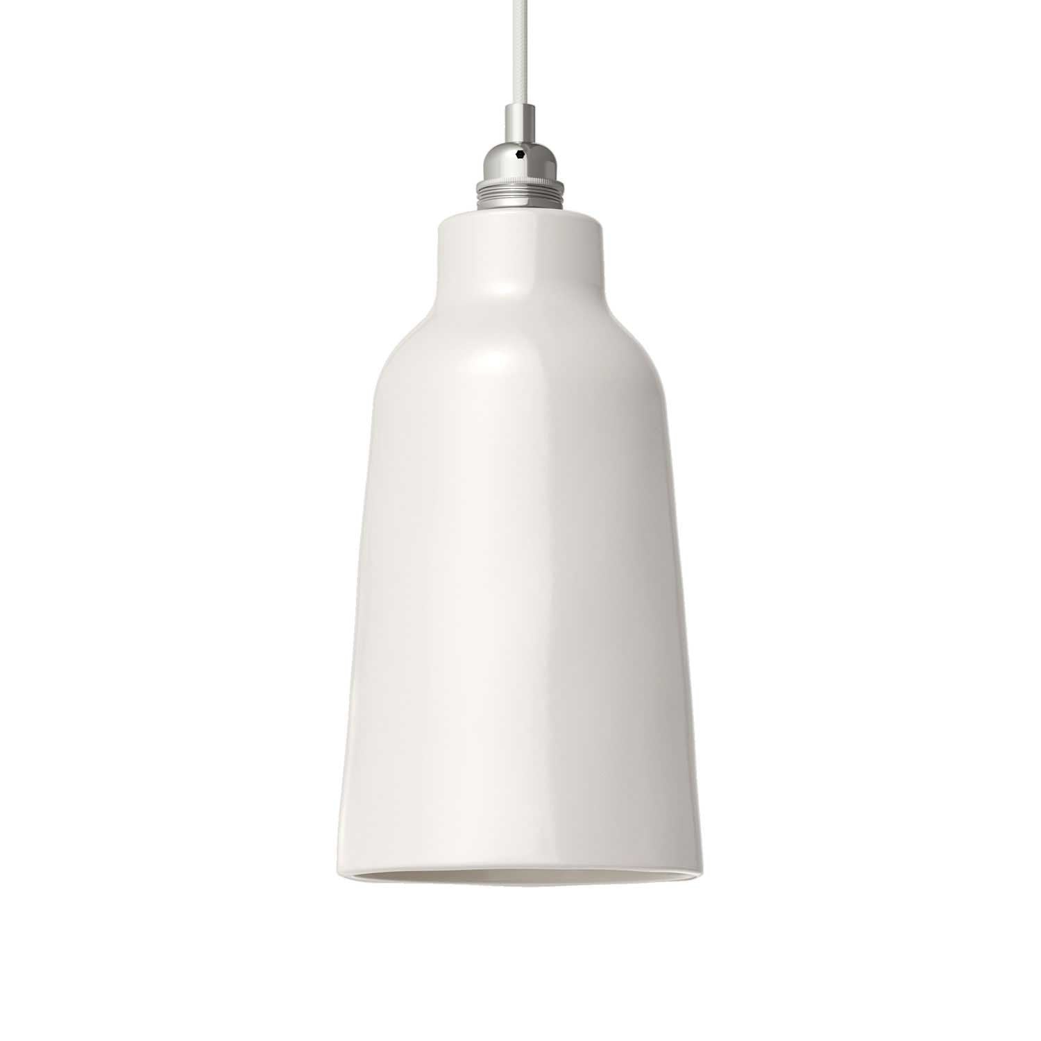 Závěsná lampa s keramickým stínidlem tvaru Lahve, 120 cm textilní kabel, stmívatelná E27 7W