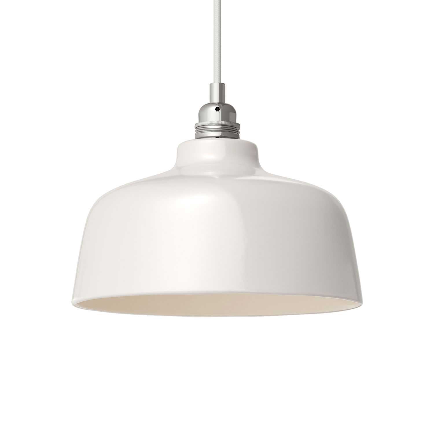 Závěsná lampa s keramickým stínidlem 240 mm, 120 cm textilní kabel