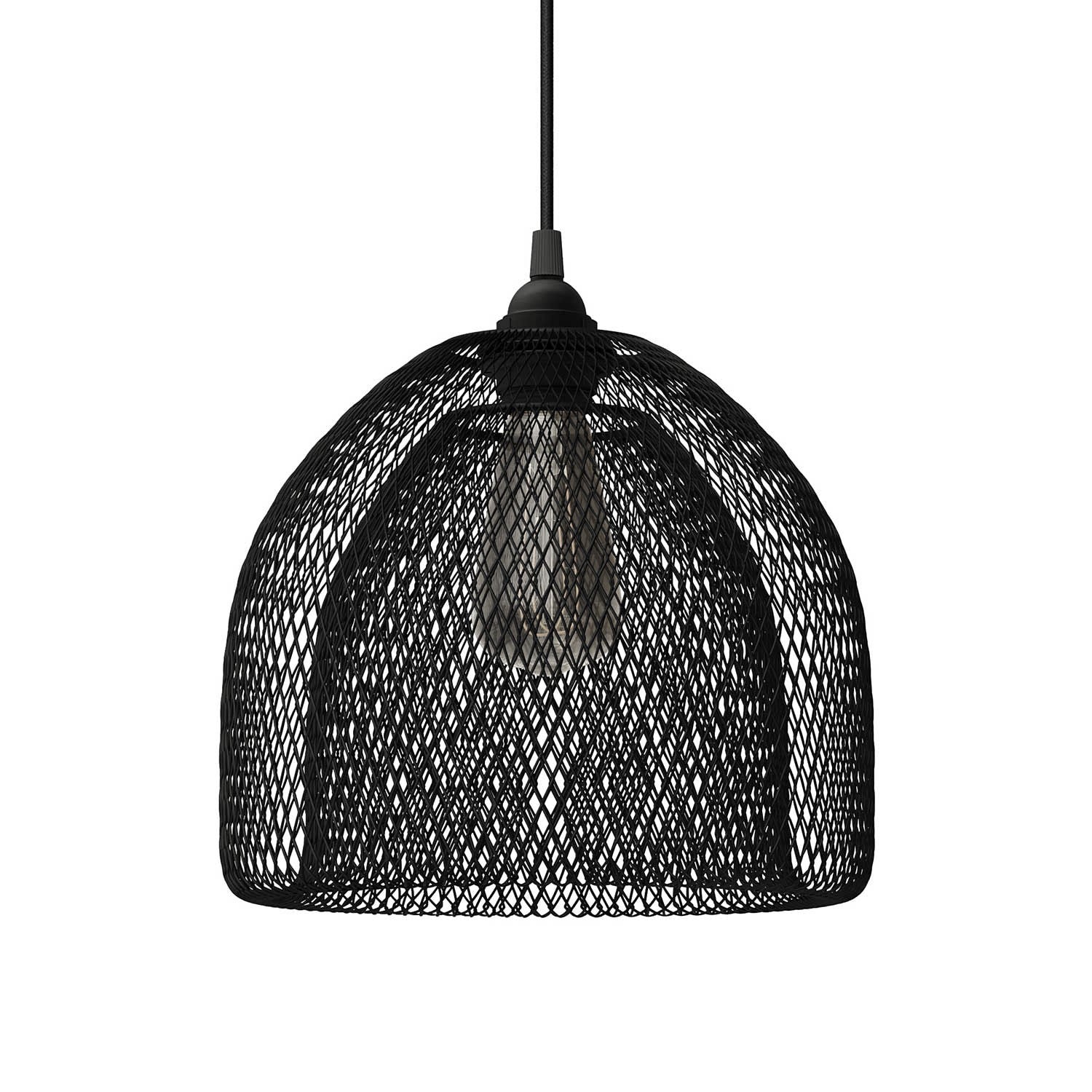 Závěsná lampa Ghostbell XL s textilním kabelem a stmívatelným LED zdrojem 7W
