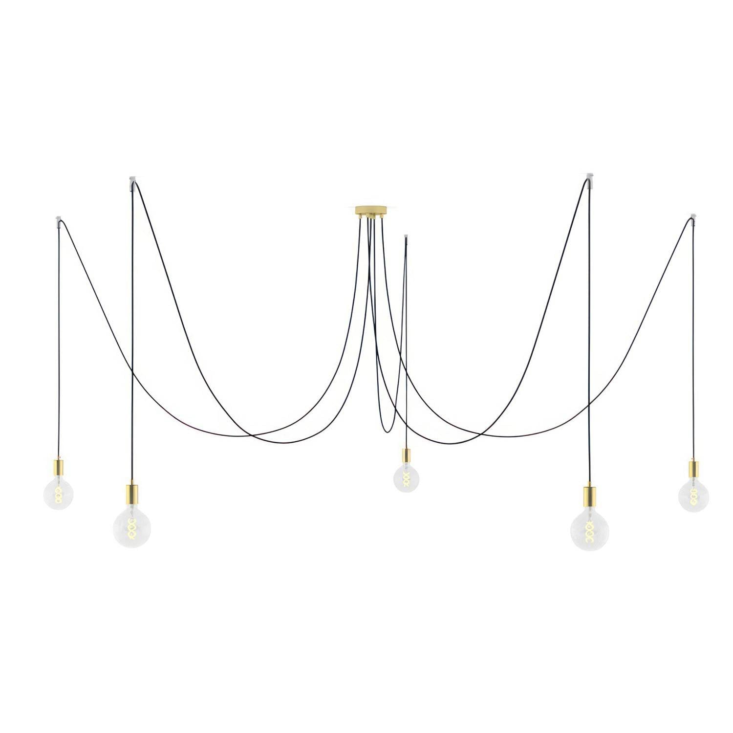 Spider - závěsné svítidlo s 5 světly, bílý textilní kabel, max 105 W, stmívatelné LED 4W
