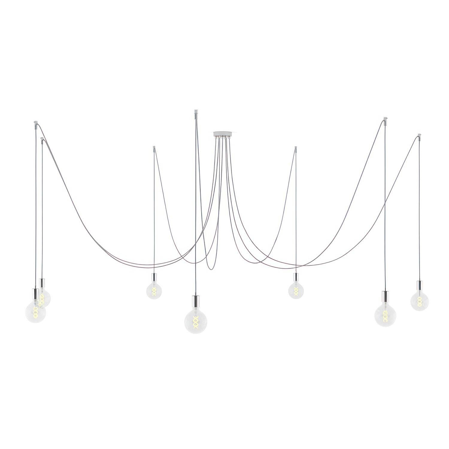 Spider - závěsné svítidlo se 7 světly, max. 105 W, textilní kabel 4 m, stmívatelné LED 4W