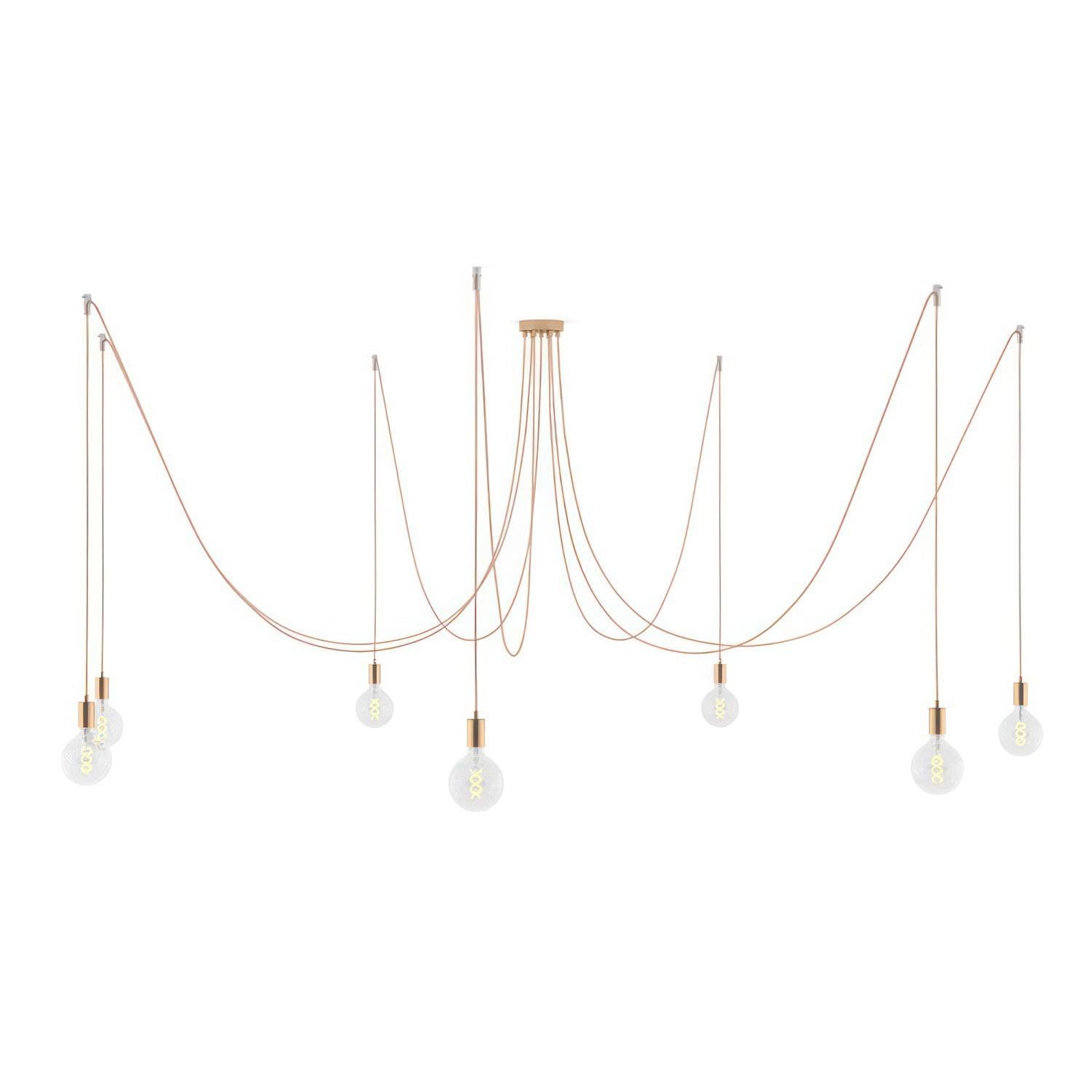 Spider - závěsné svítidlo se 7 světly, max. 105 W, textilní kabel 4 m, stmívatelné LED 4W