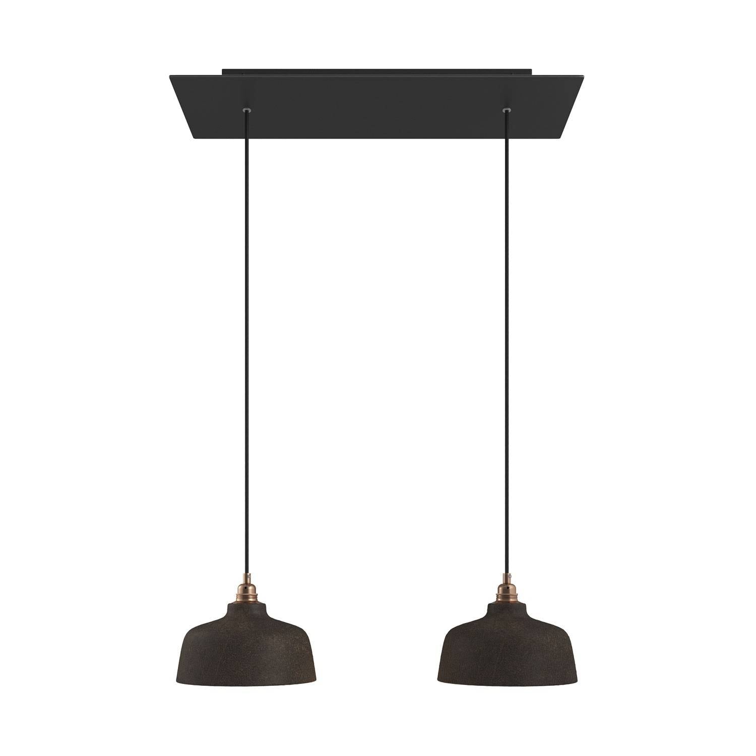 Závěsná lampa Rose-One s XXL baldachýnem, 2x E27, keramická stínidla, 105W