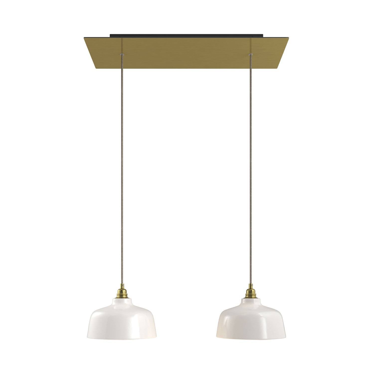 Závěsná lampa Rose-One s XXL baldachýnem, 2x E27, keramická stínidla, 105W