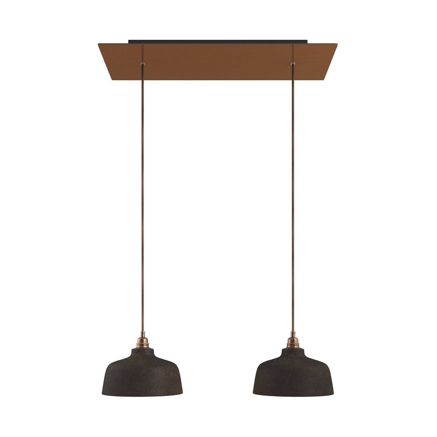 Závěsná lampa Rose-One s XXL baldachýnem, 2x E27, keramická stínidla, 105W