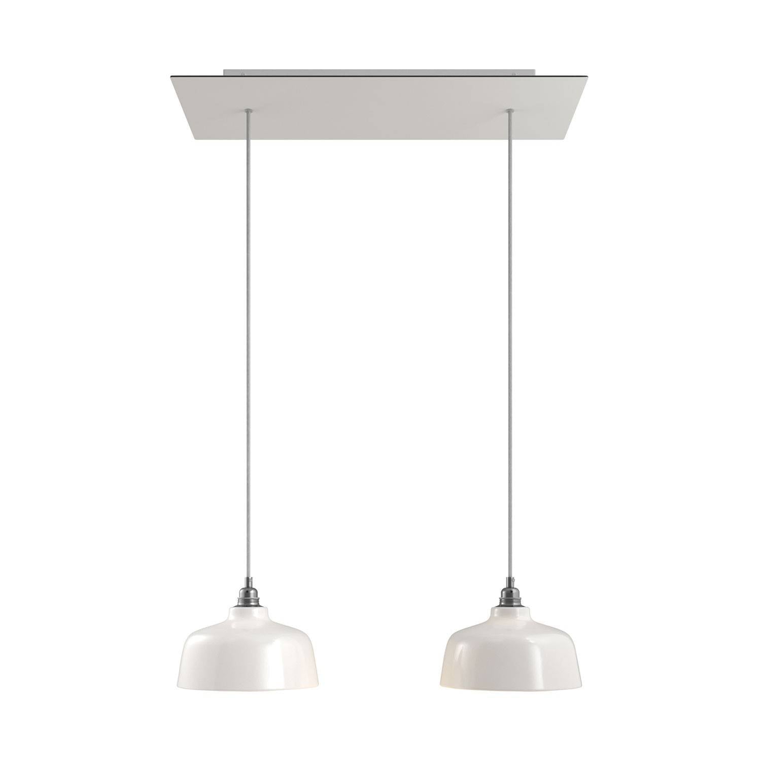 Závěsná lampa Rose-One s XXL baldachýnem, 2x E27, keramická stínidla, 105W