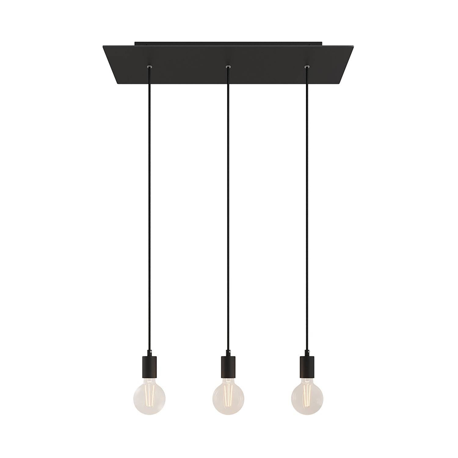 Závěsná lampa Rose-One s XXL baldachýnem, 3x E27, 105W, textilní kabel 120 cm