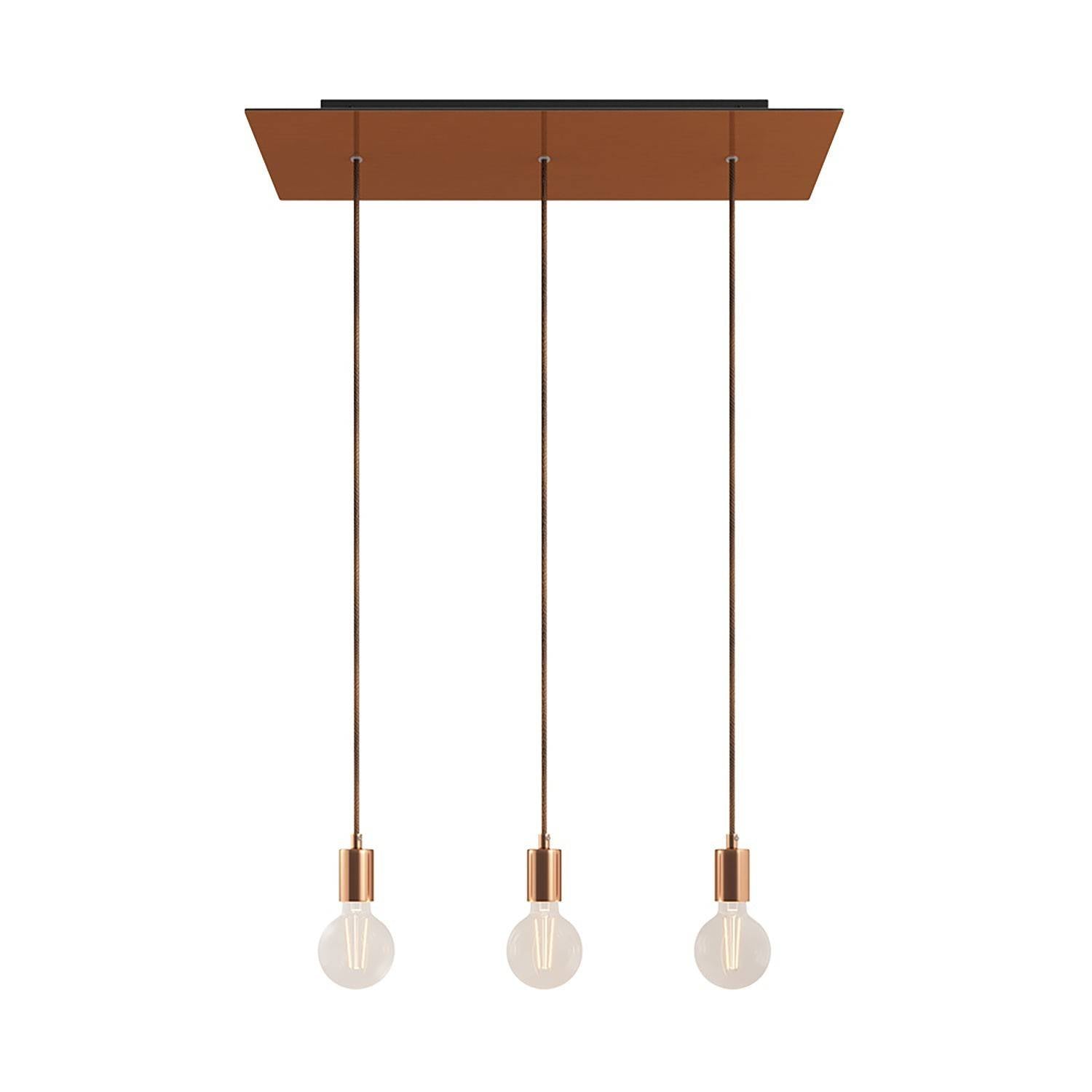 Závěsná lampa Rose-One s XXL baldachýnem, 3x E27, 105W, textilní kabel 120 cm