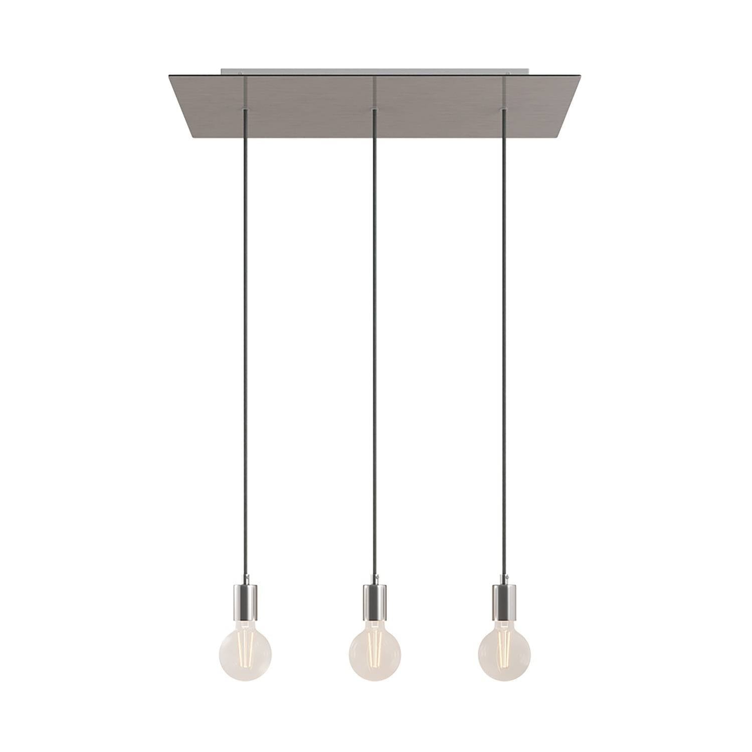 Závěsná lampa Rose-One s XXL baldachýnem, 3x E27, 105W, textilní kabel 120 cm
