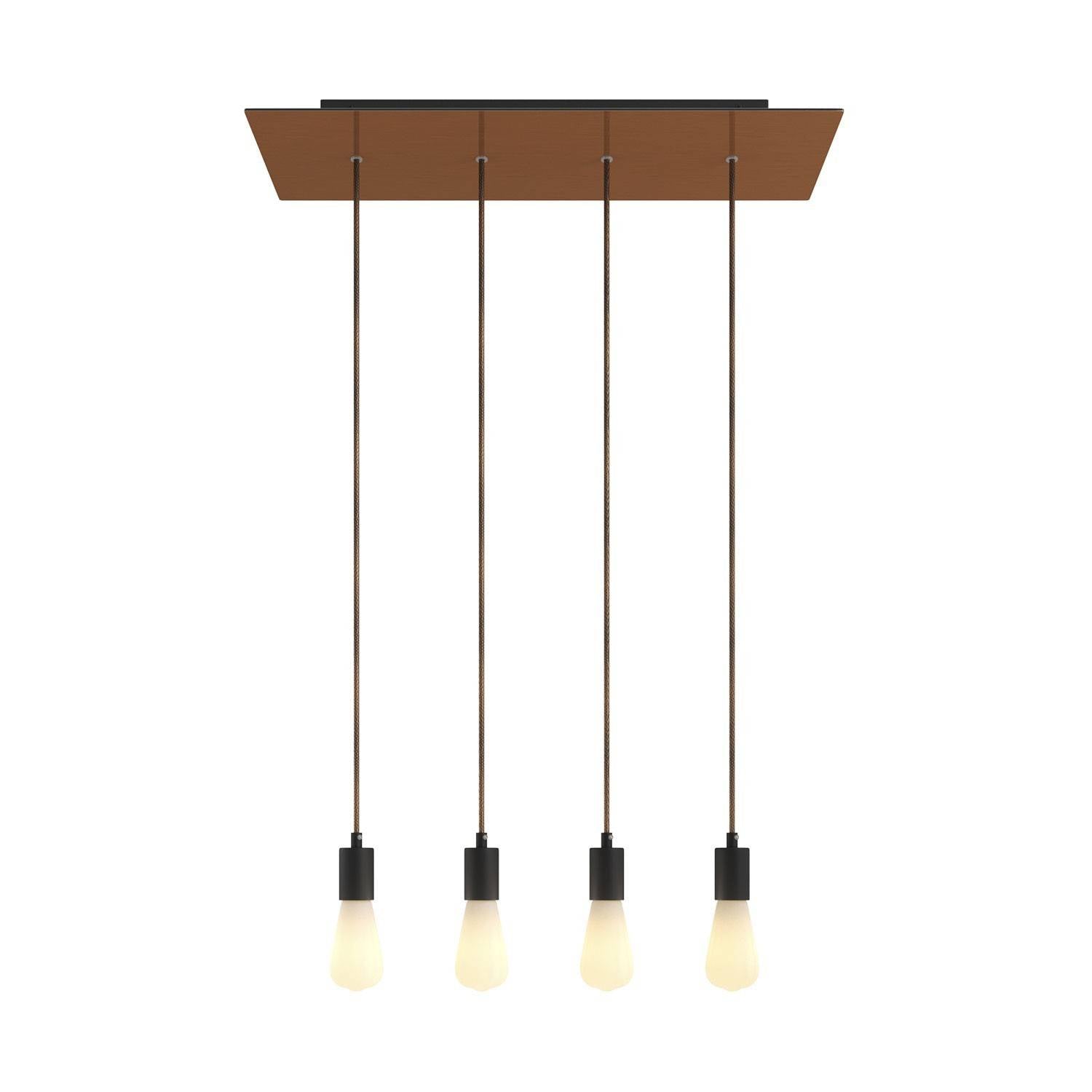 Závěsná lampa Rose-One s XXL baldachýnem, 4x E27, 105W, textilní kabel 120 cm