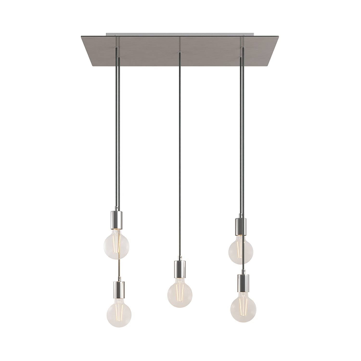 Závěsná lampa Rose-One s 5 světly, XXL baldachýn 675x225 mm, textilní kabel, E27 max 105W