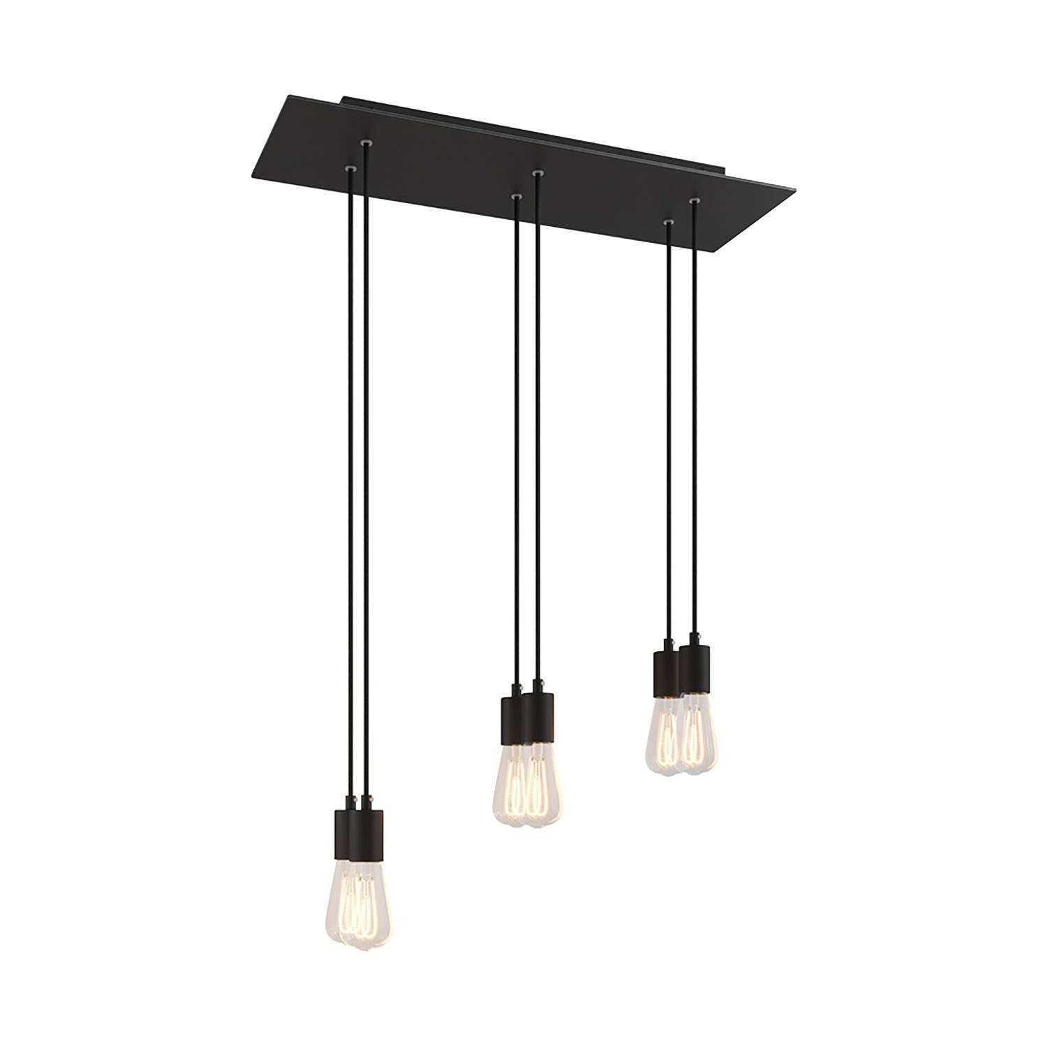 Závěsná lampa Rose-One s 6 světly, XXL baldachýn 675x225 mm, textilní kabel, max 105W
