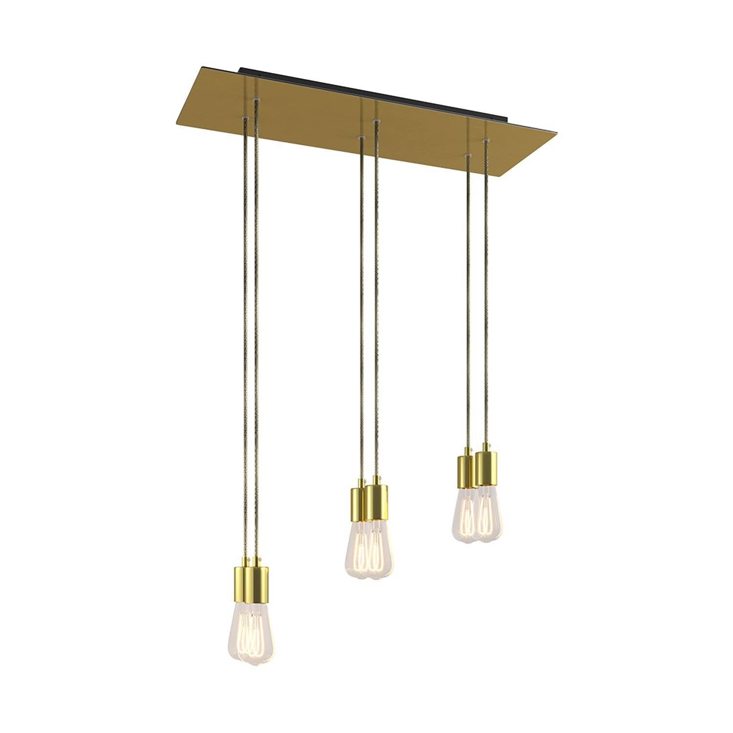 Závěsná lampa Rose-One s 6 světly, XXL baldachýn 675x225 mm, textilní kabel, max 105W