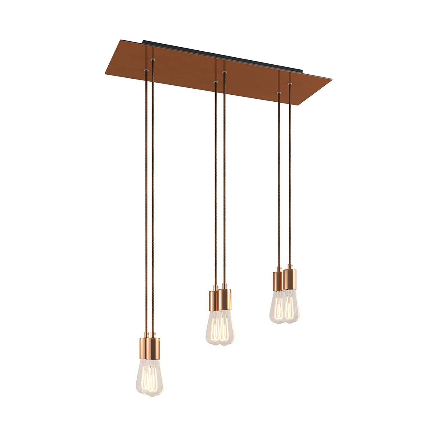Závěsná lampa Rose-One s 6 světly, XXL baldachýn 675x225 mm, textilní kabel, max 105W