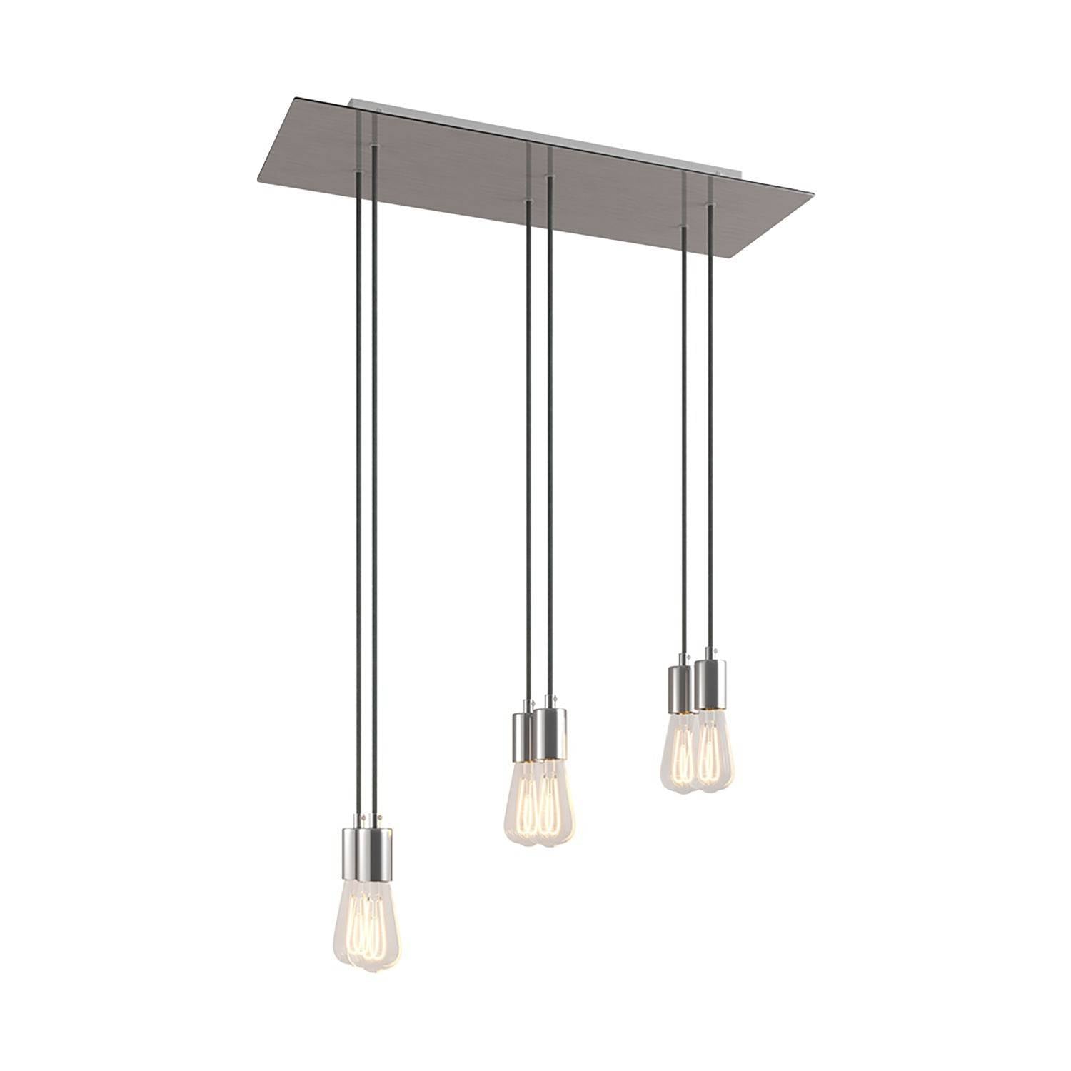 Závěsná lampa Rose-One s 6 světly, XXL baldachýn 675x225 mm, textilní kabel, max 105W