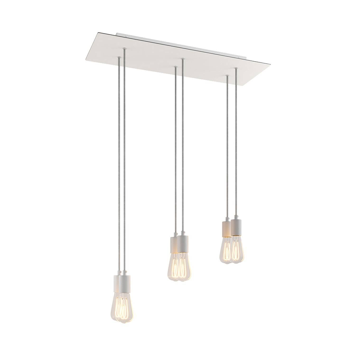 Závěsná lampa Rose-One s 6 světly, XXL baldachýn 675x225 mm, textilní kabel, max 105W