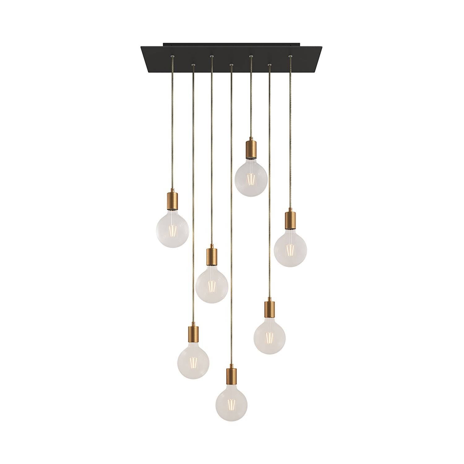 Závěsná lampa Rose-One s 7 světly, XXL baldachýnem z Dibondu a délkou závěsů až 130 cm